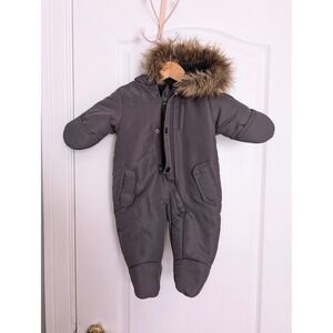 Rothschild Expedition Baby Snowsuit Bunting Faux Fur Hood Gray 3/6M